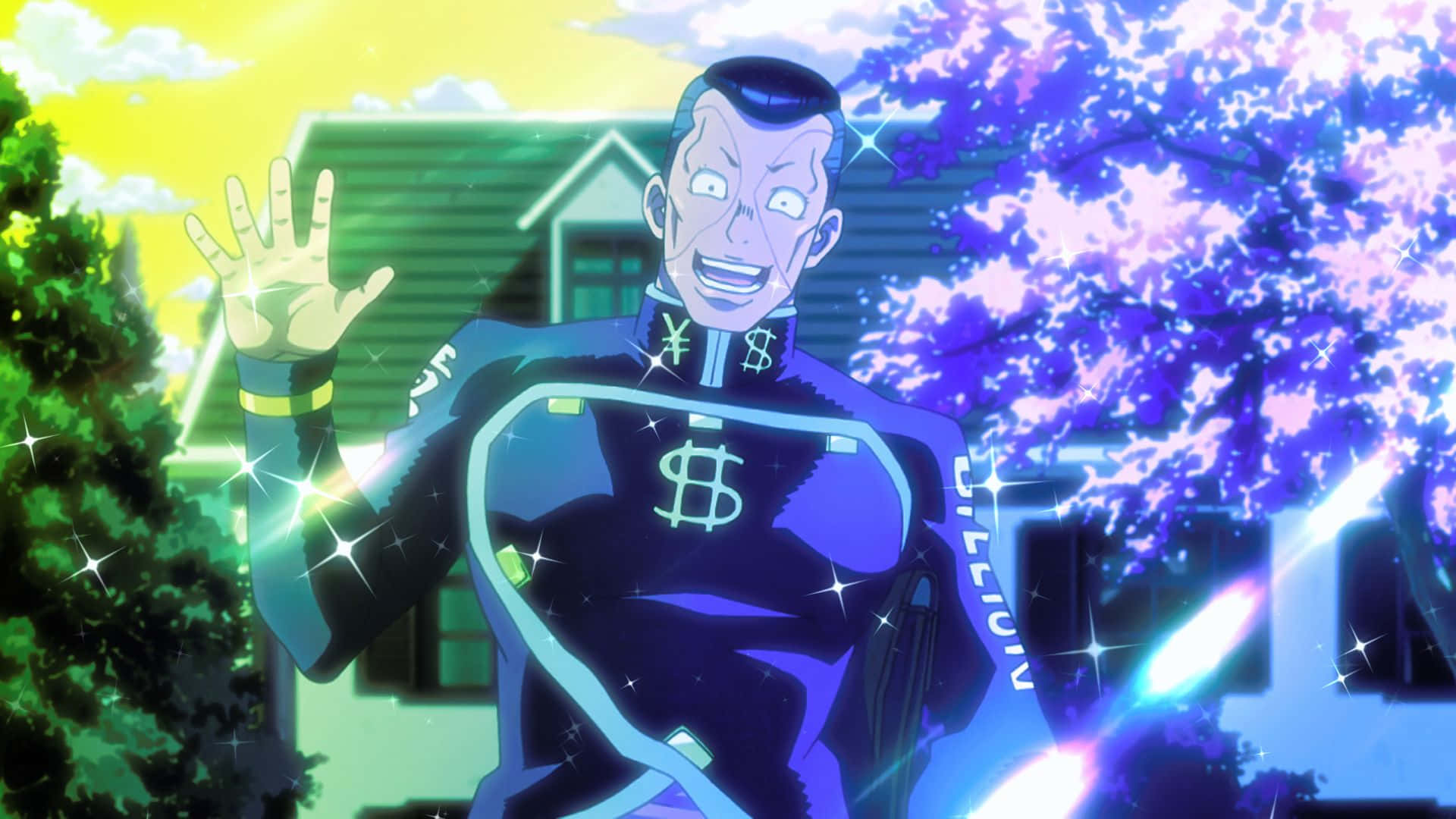 Okuyasu Nijimura standing with determination in a 1920x1080 wallpaper Wallpaper