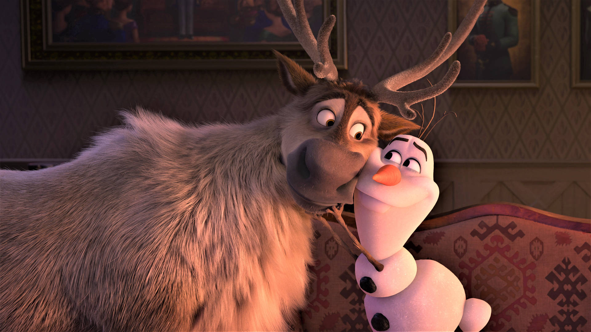 Olaf And Sven Hug Wallpaper