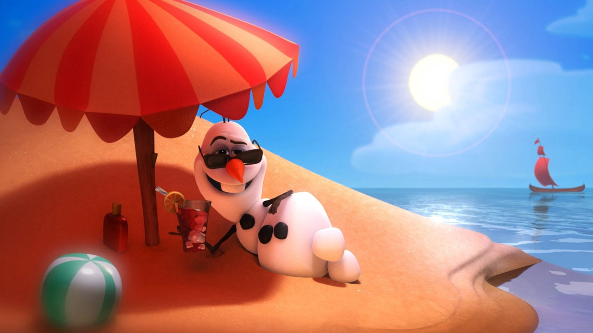 Olaf In Summer Beach Wallpaper