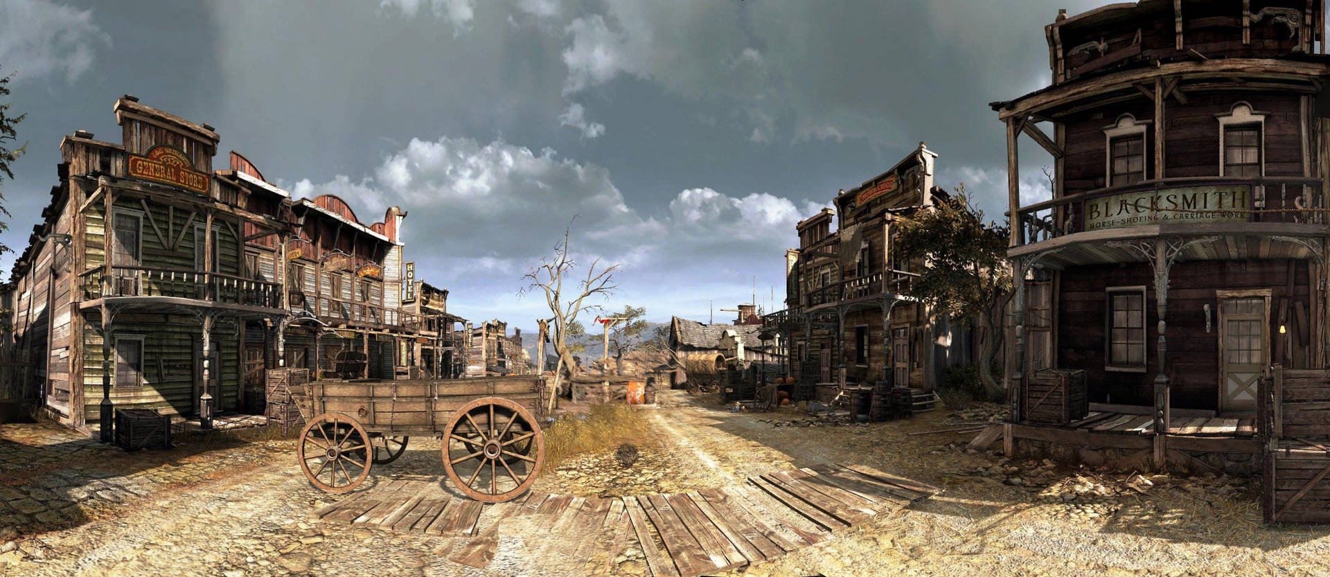 Old And Decaying Western Town Wallpaper