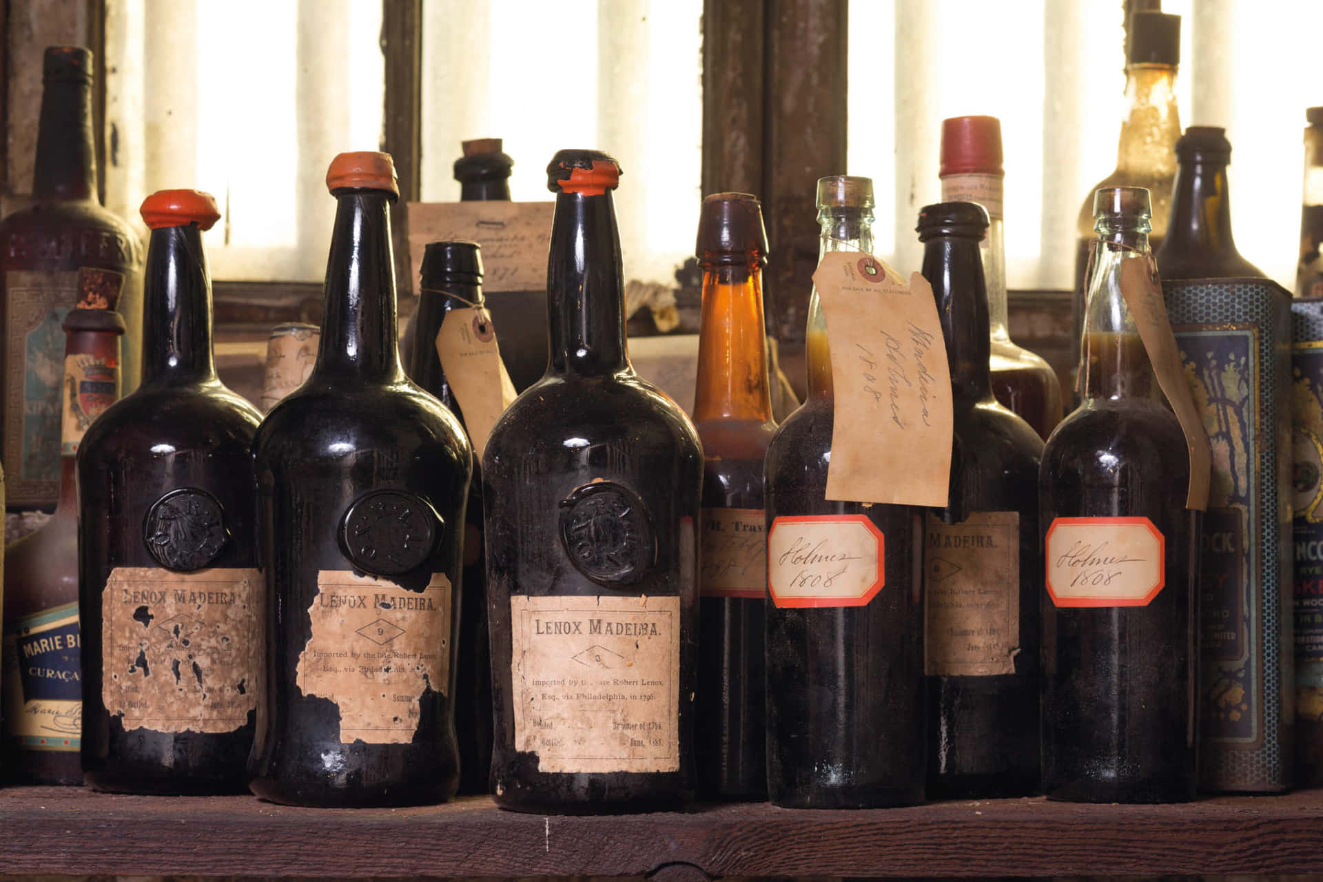 "Old bottles aged by time, beautiful in their own way"