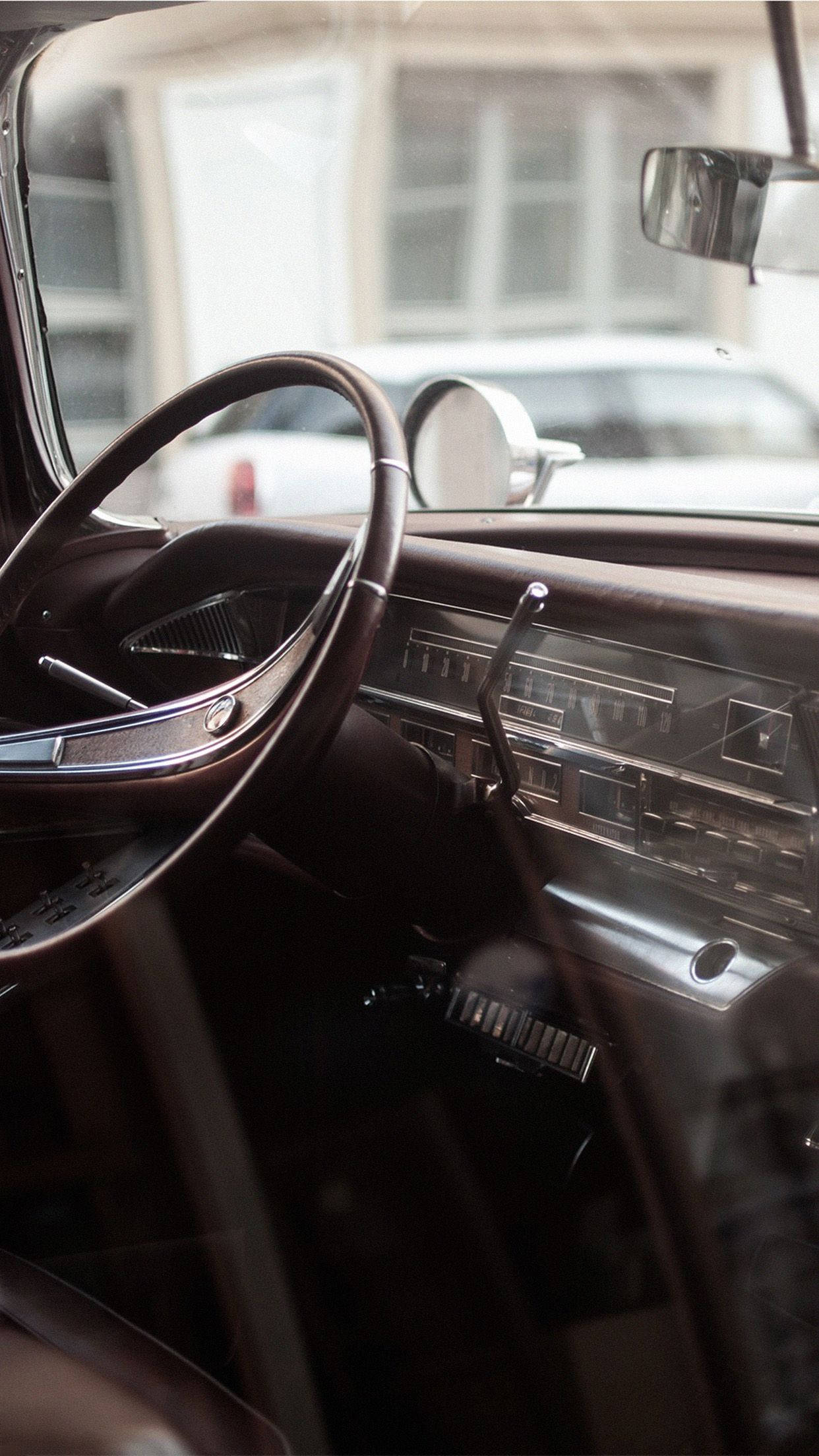 Old Car Dashboard Steering Wheel Phone Wallpaper