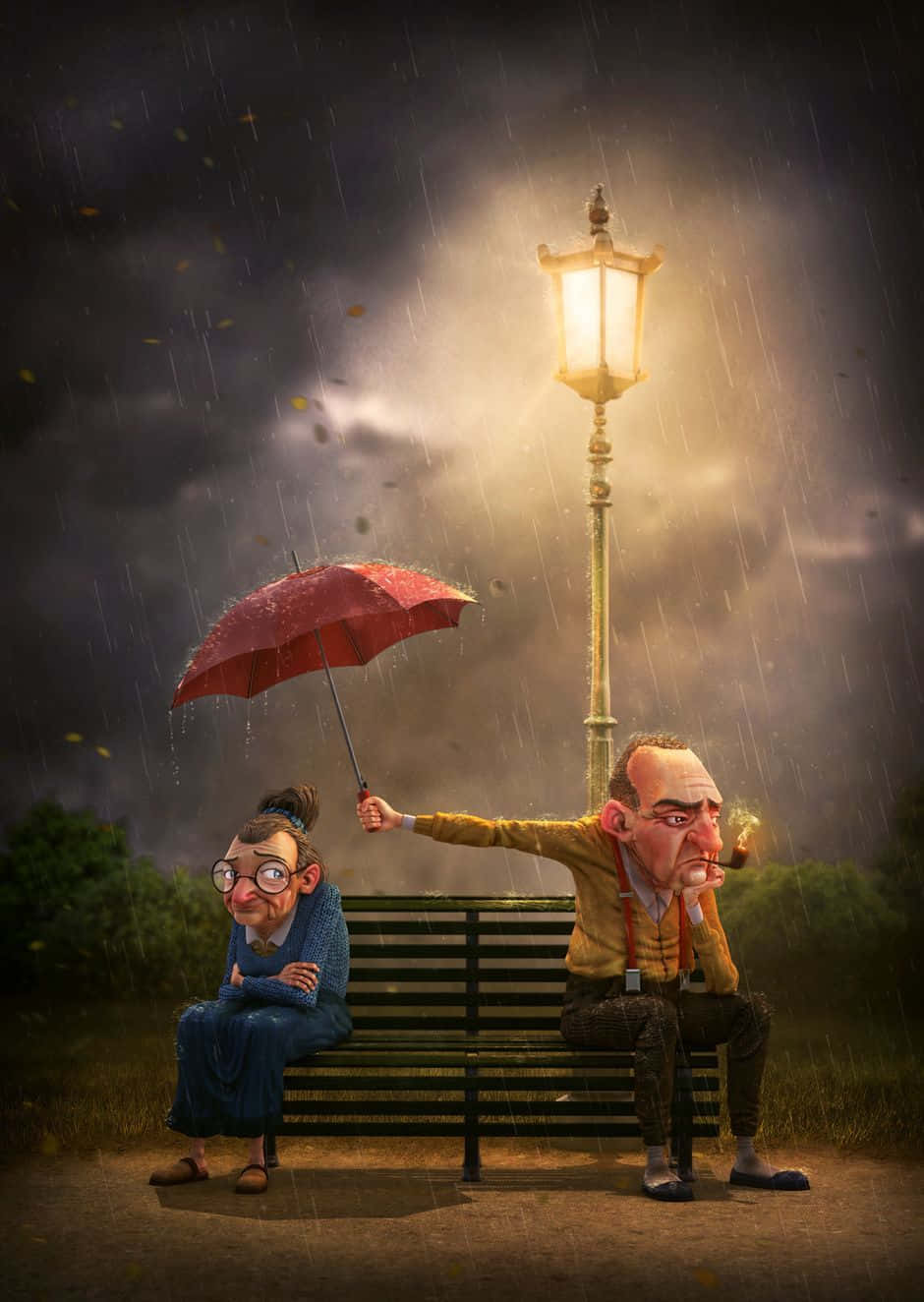 Old Couple In Huff Wallpaper