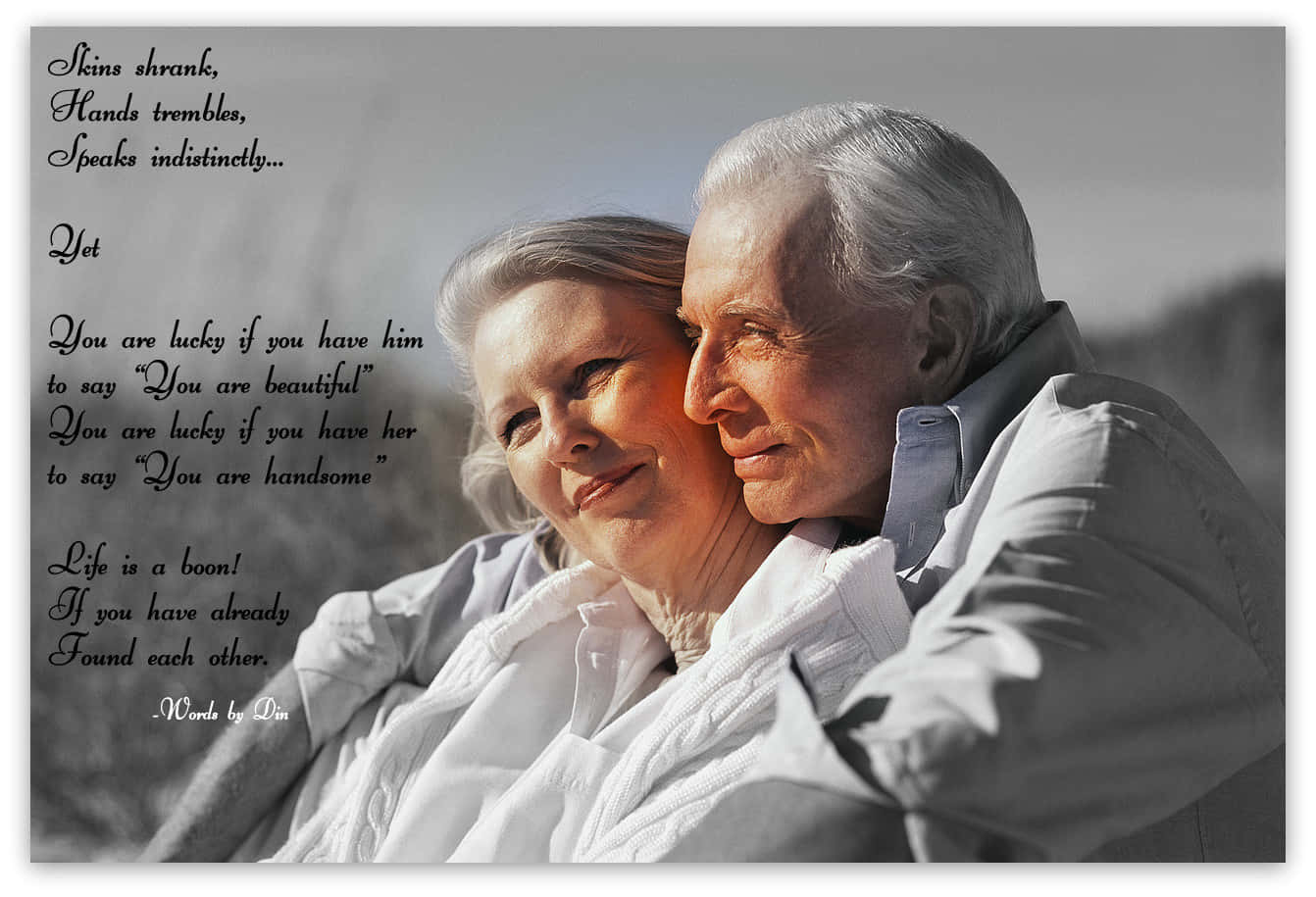 Old Couple With Poem Wallpaper