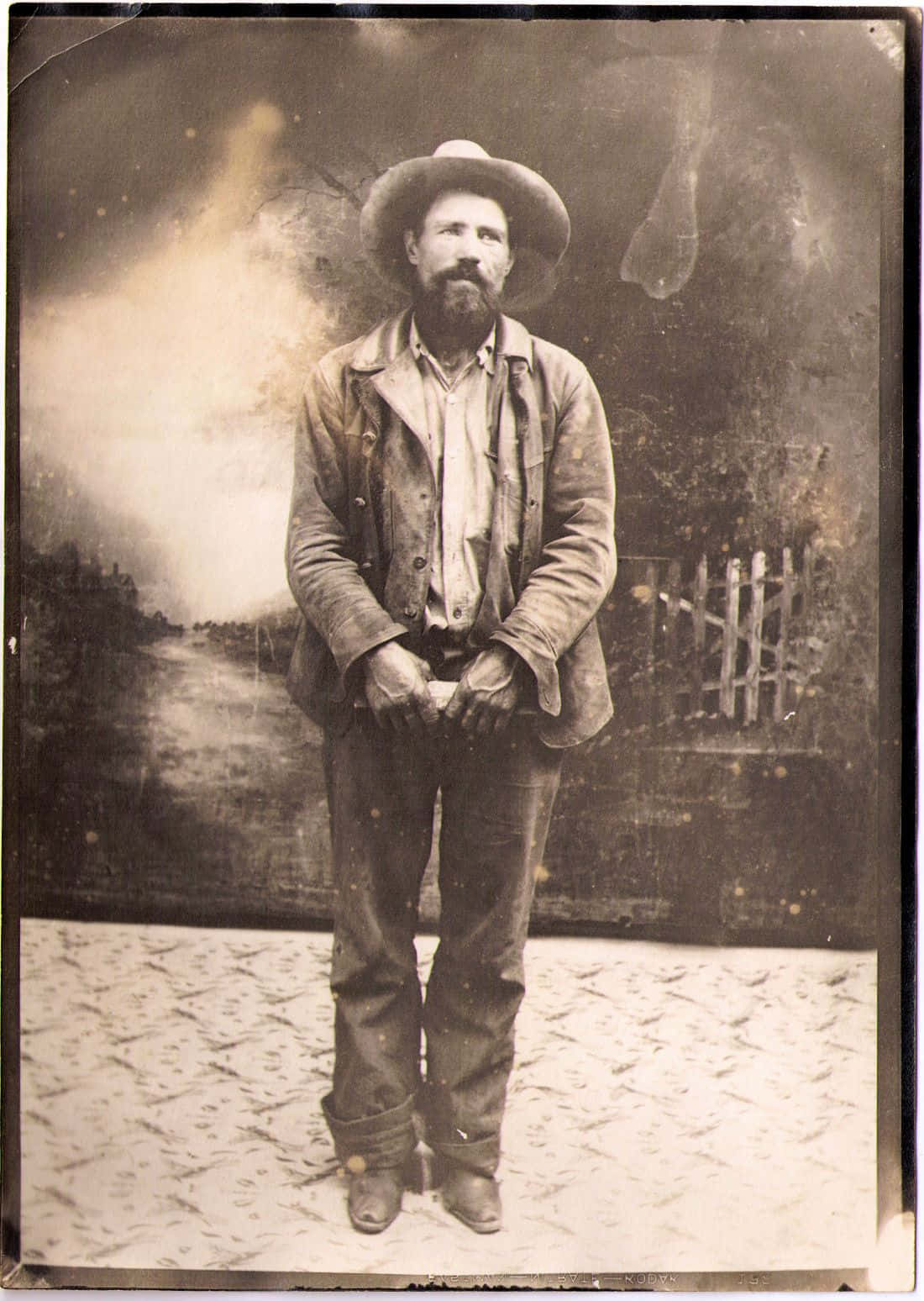 Old Cowboy With Beard Faded Picture