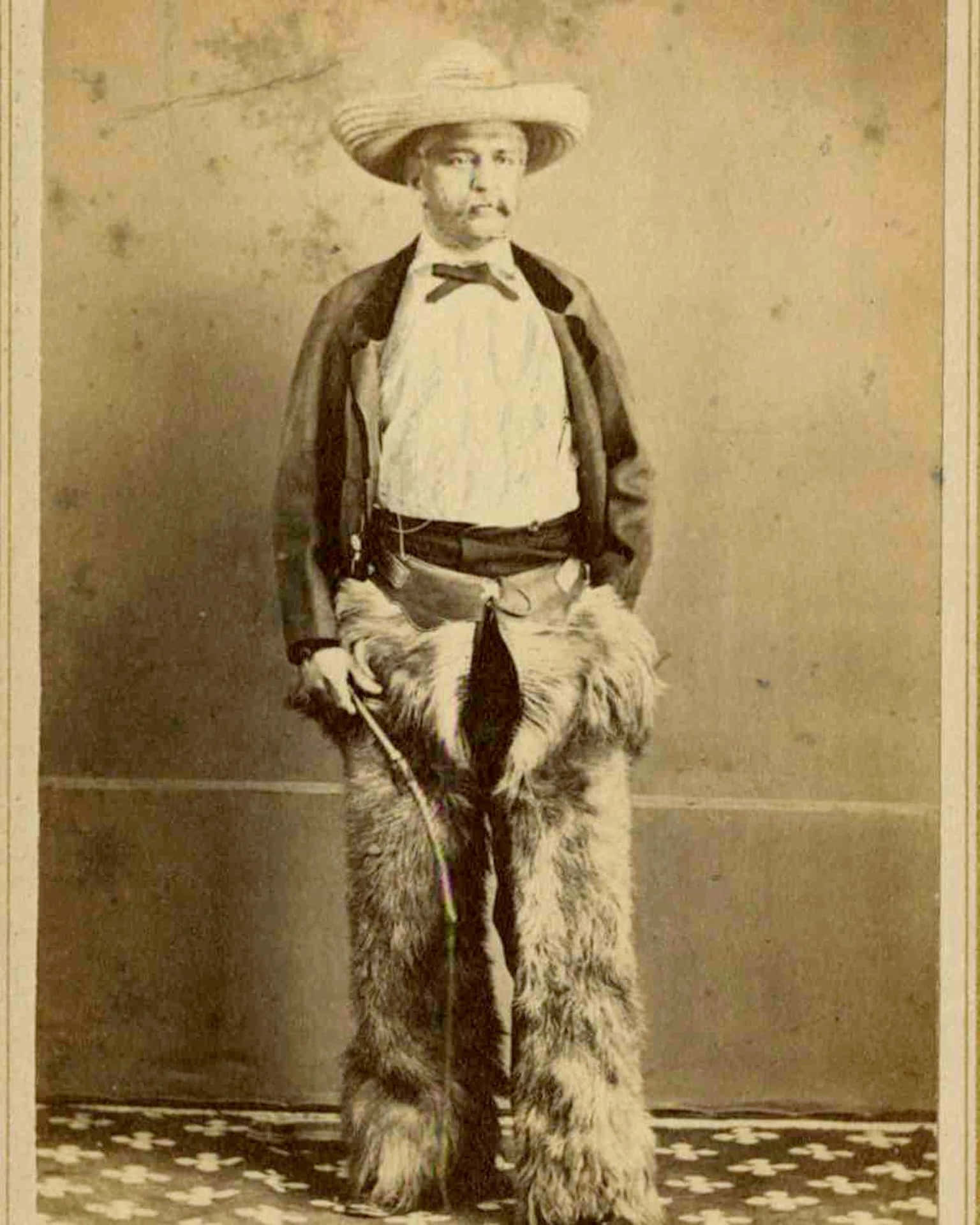 Old Cowboy Wearing Fur Pants Picture