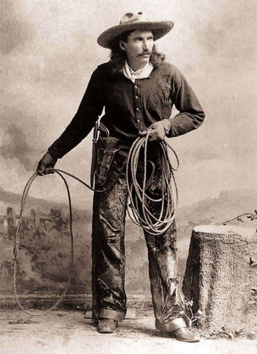 Vintage Old Cowboy With Rope Picture