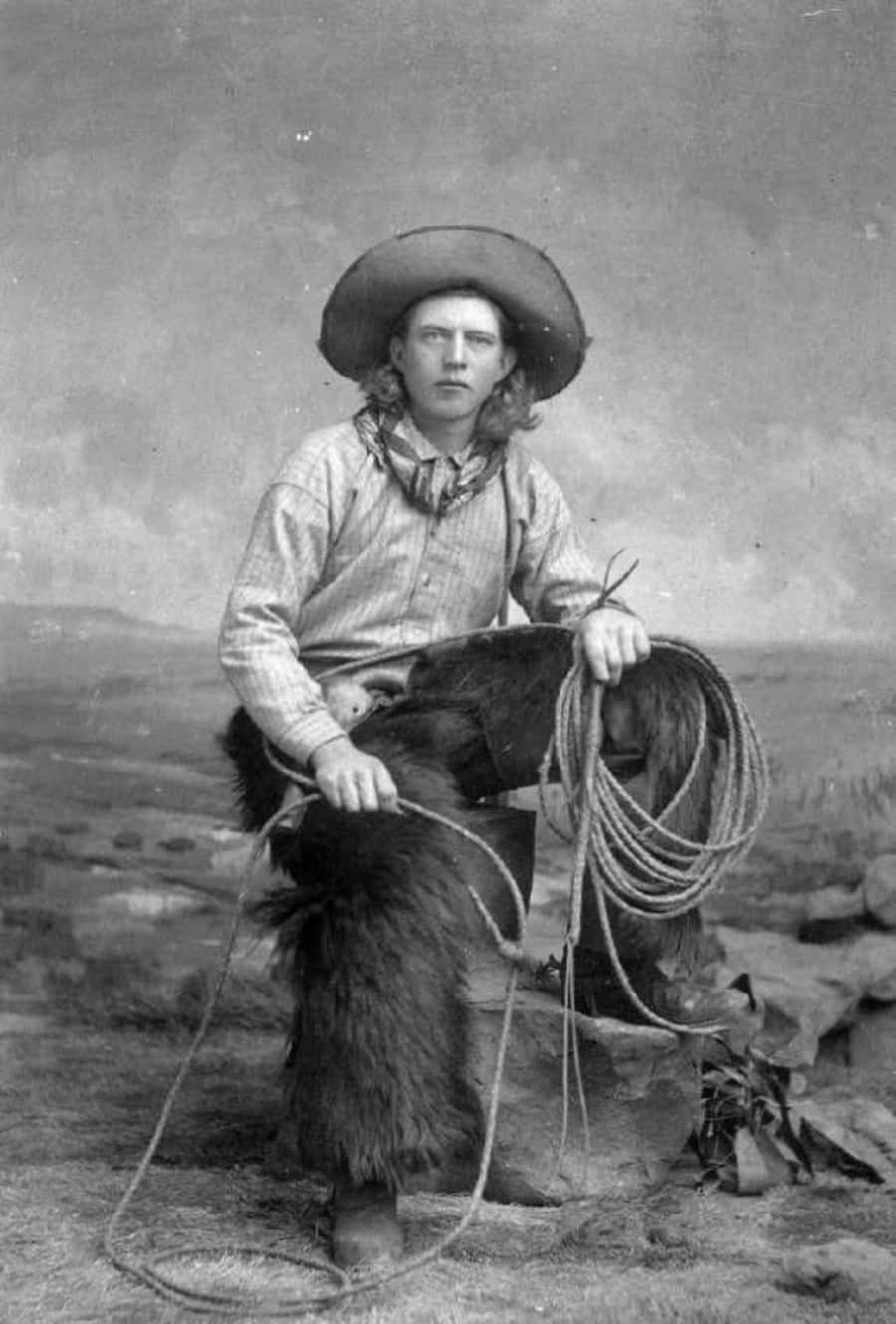 Immaginedi Un Vecchio Cowboy Con Una Corda