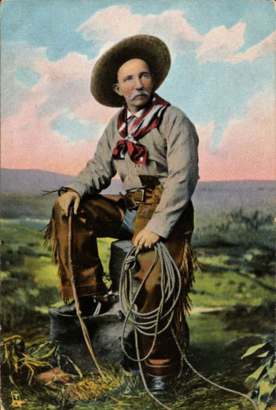 Old Cowboy With Rope Painting Picture