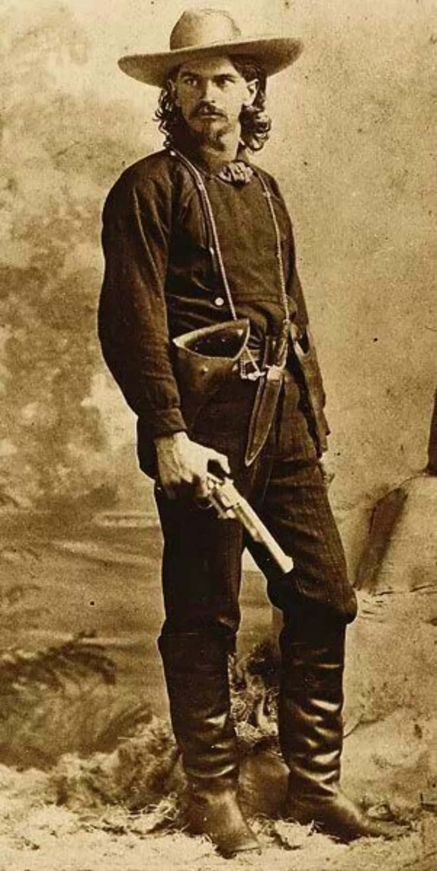 Vecchiaimmagine Vintage Di Un Cowboy Con Una Pistola