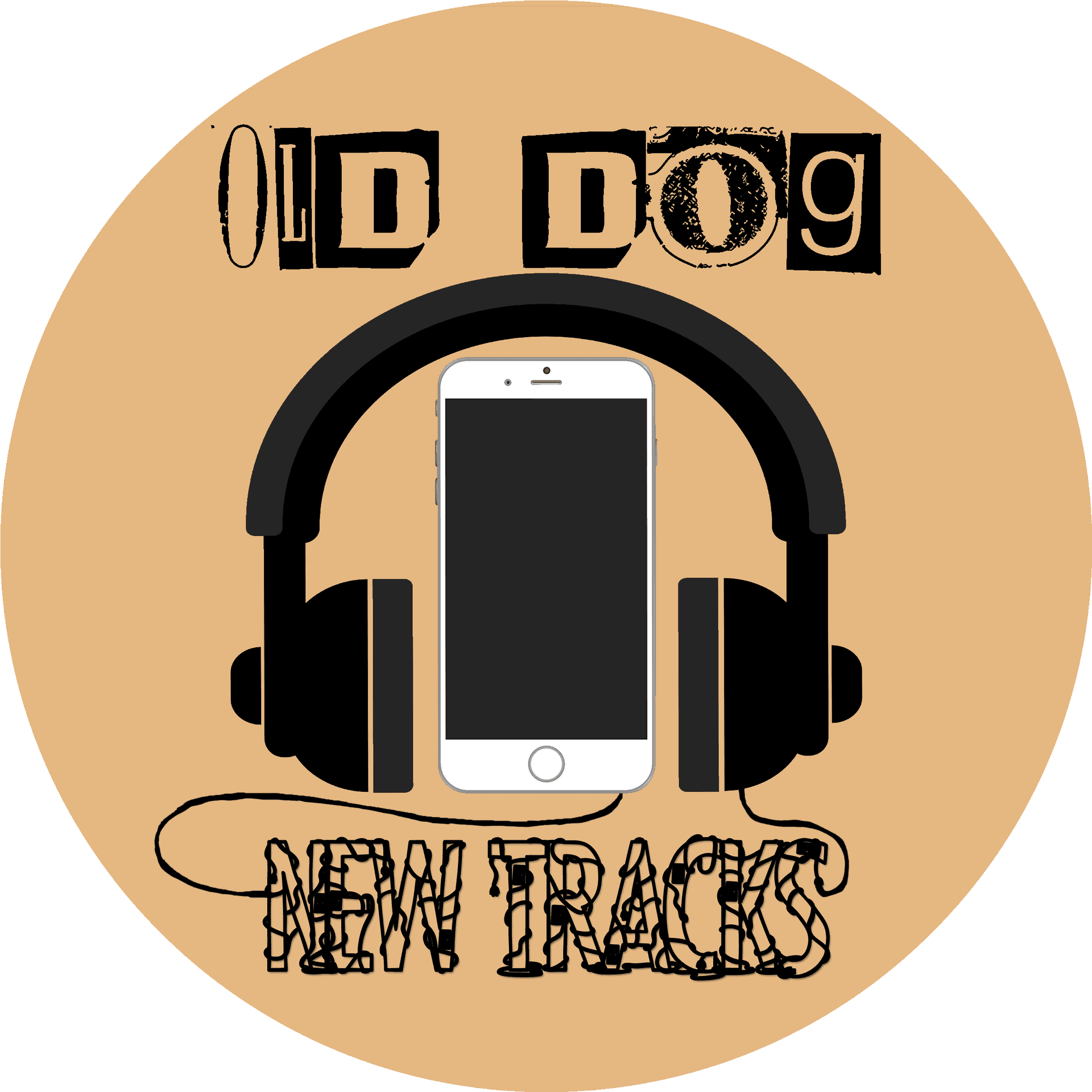 Old Dog New Tracks Phone Headphones PNG