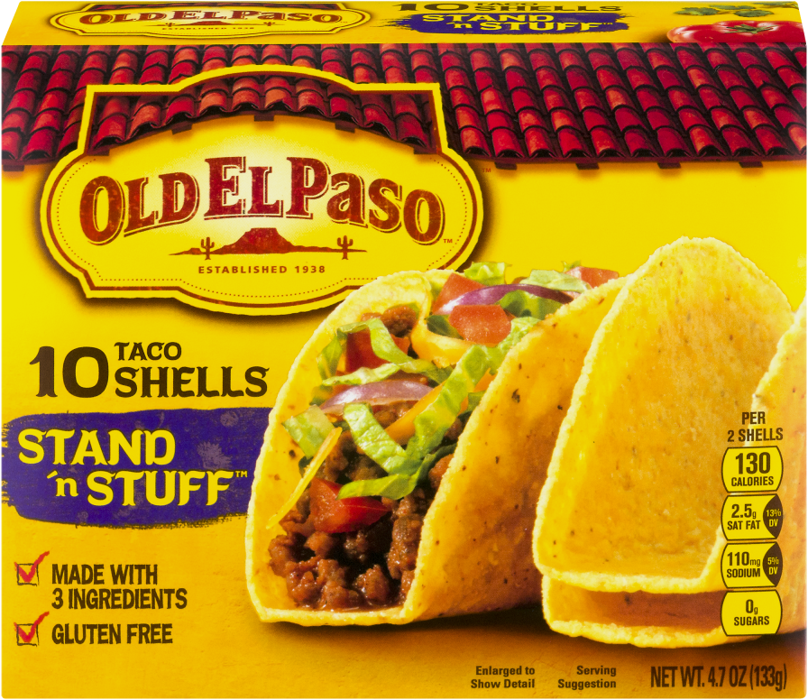 Old El Paso Stand N Stuff Taco Shells Product Packaging PNG