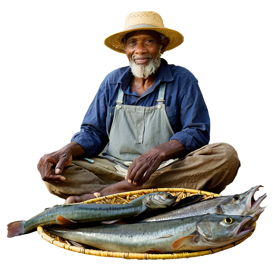 Old Fisherman With Catch Png Qaf4 PNG
