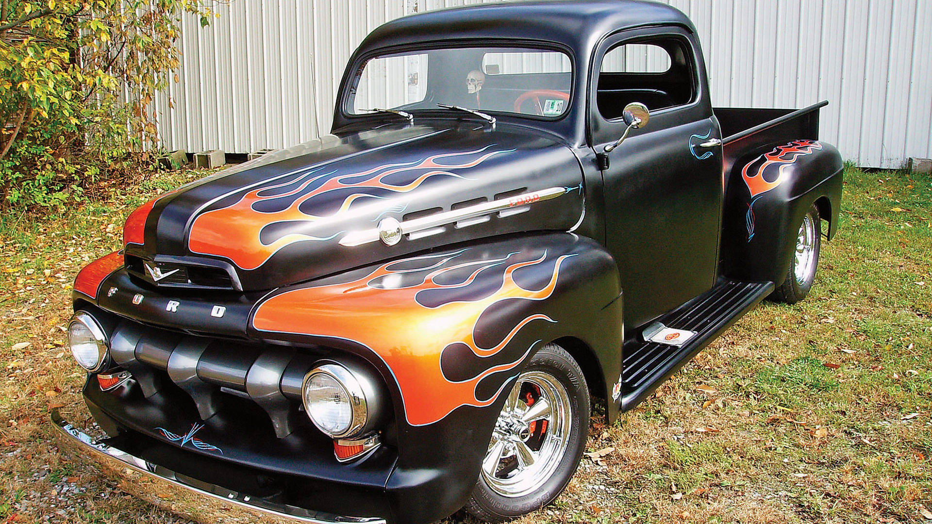 Old Ford Truck Hot Flames Wallpaper