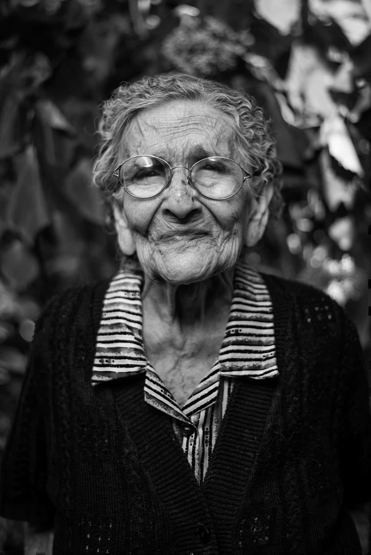 Old Lady Black And White Image Wallpaper