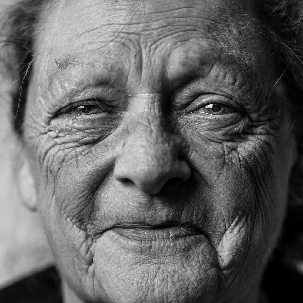 Old Lady Face Black And White Wallpaper
