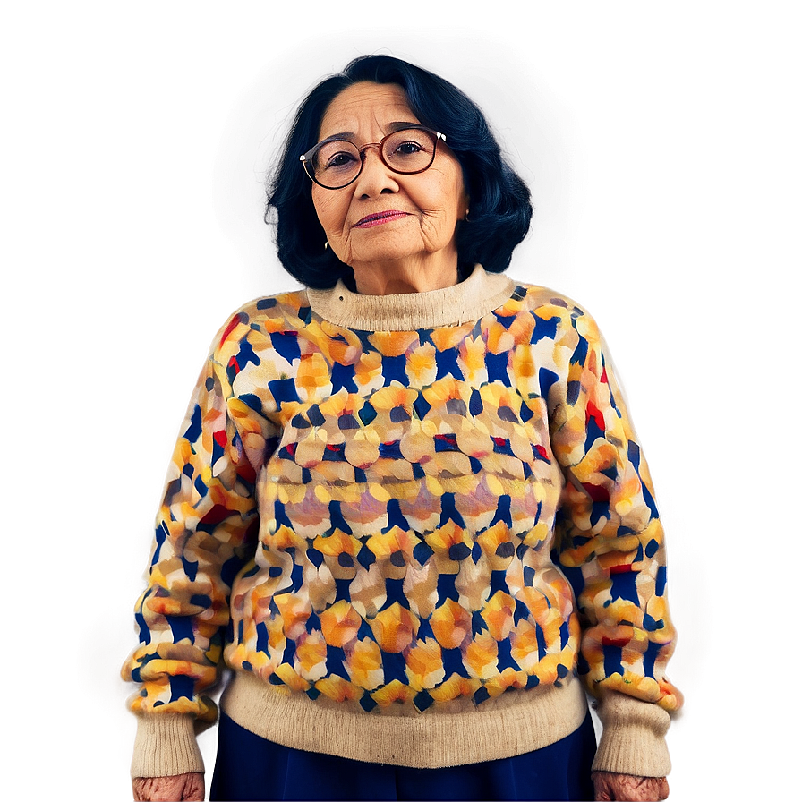 Old Lady In Sweater Png 06202024 PNG