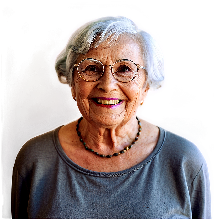 Old Lady Smiling Portrait Png Mal PNG