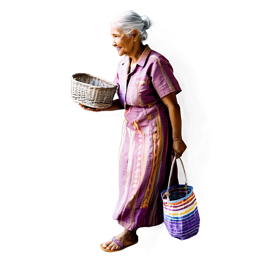 Old Lady With Basket Png 06202024 PNG