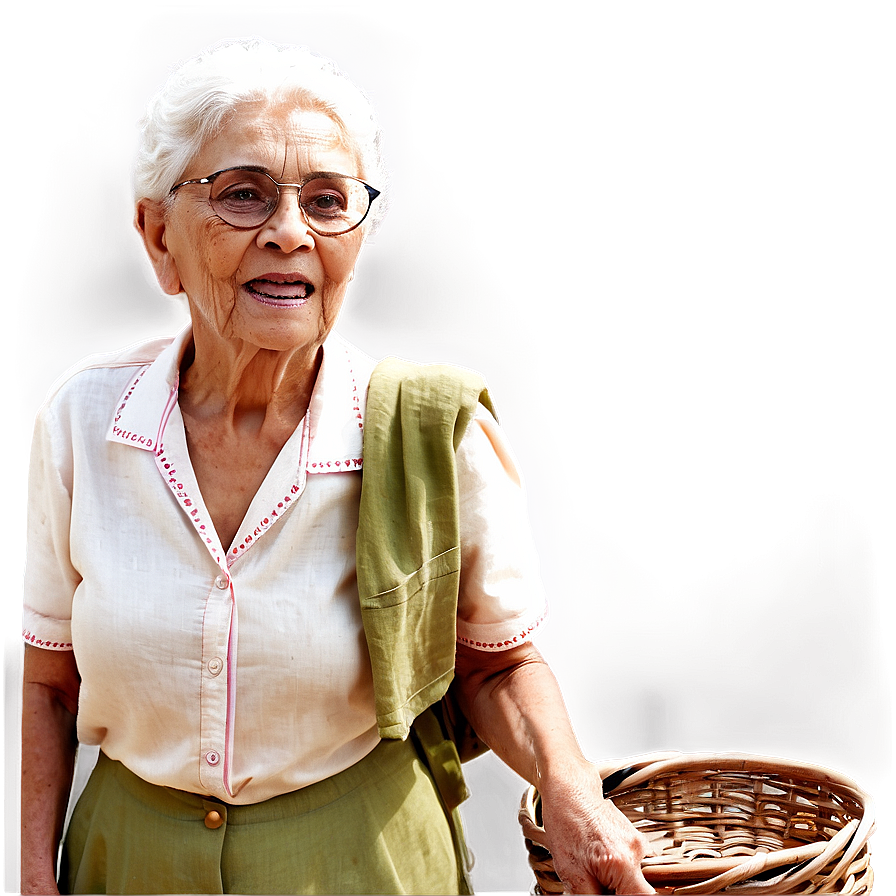 Download Old Lady With Basket Png 45 | Wallpapers.com