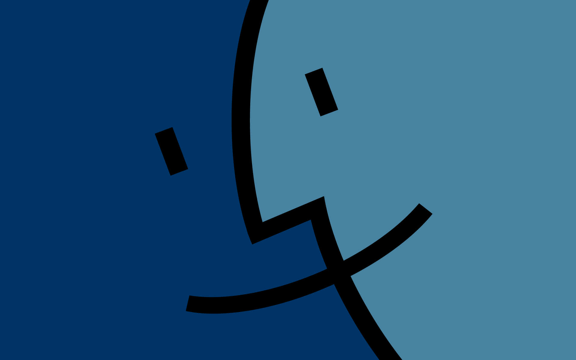 En blå og sort ansigt med et smil Wallpaper