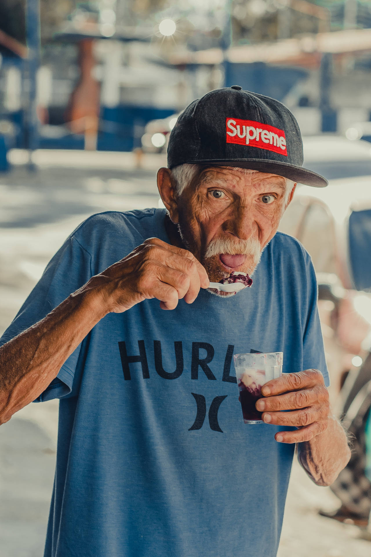 Old Man Eating Ice Cream Wallpaper
