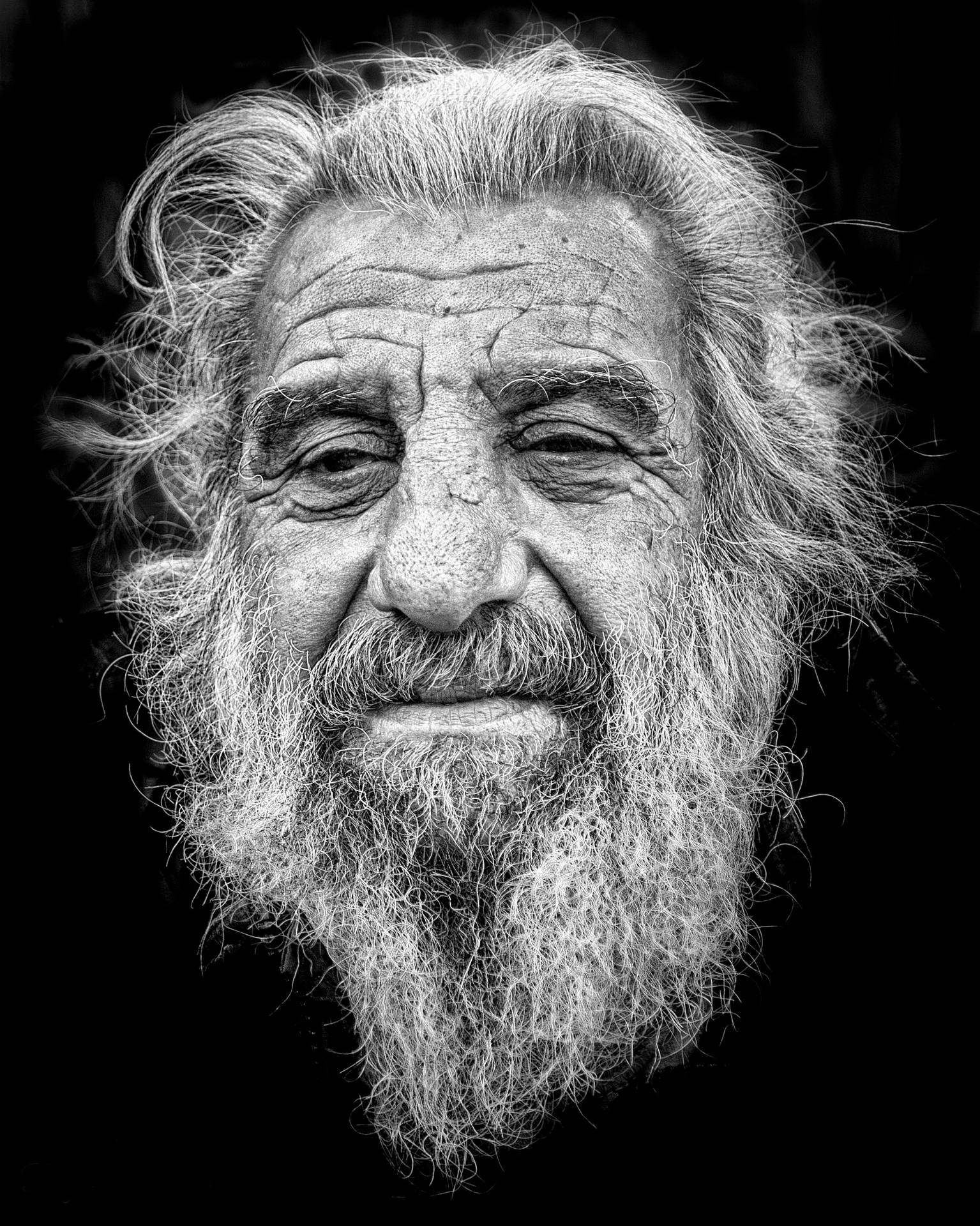 Old Man Long White Beard Portrait Wallpaper