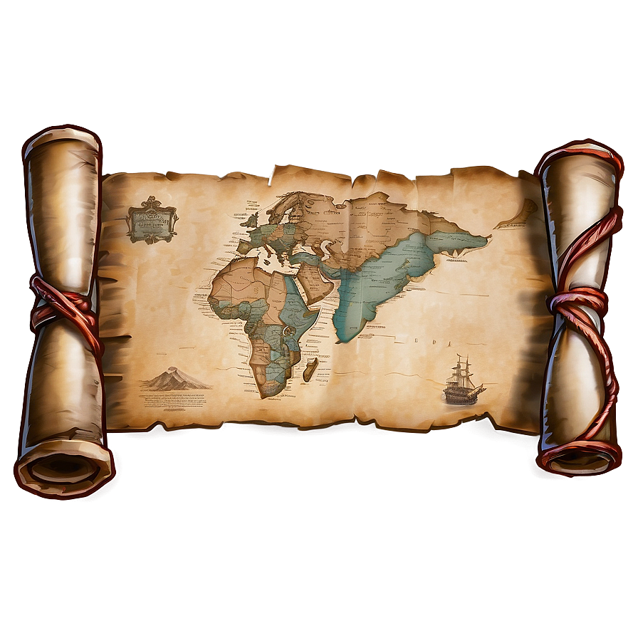 Old Map Scroll Paper Png Put PNG