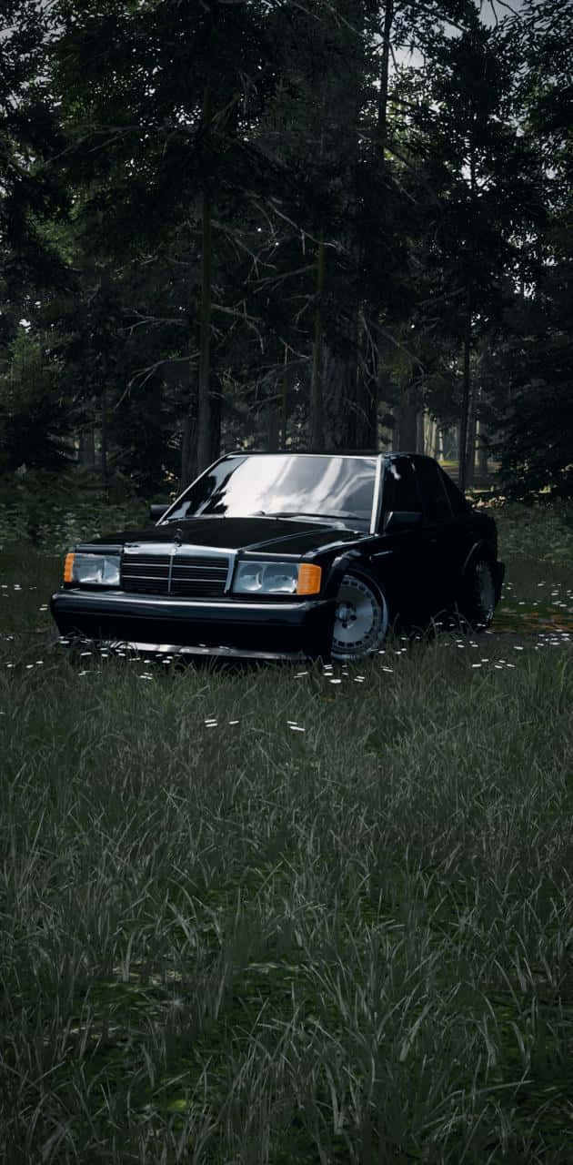 Altermercedes Benz Auf Einer Grasfläche Wallpaper