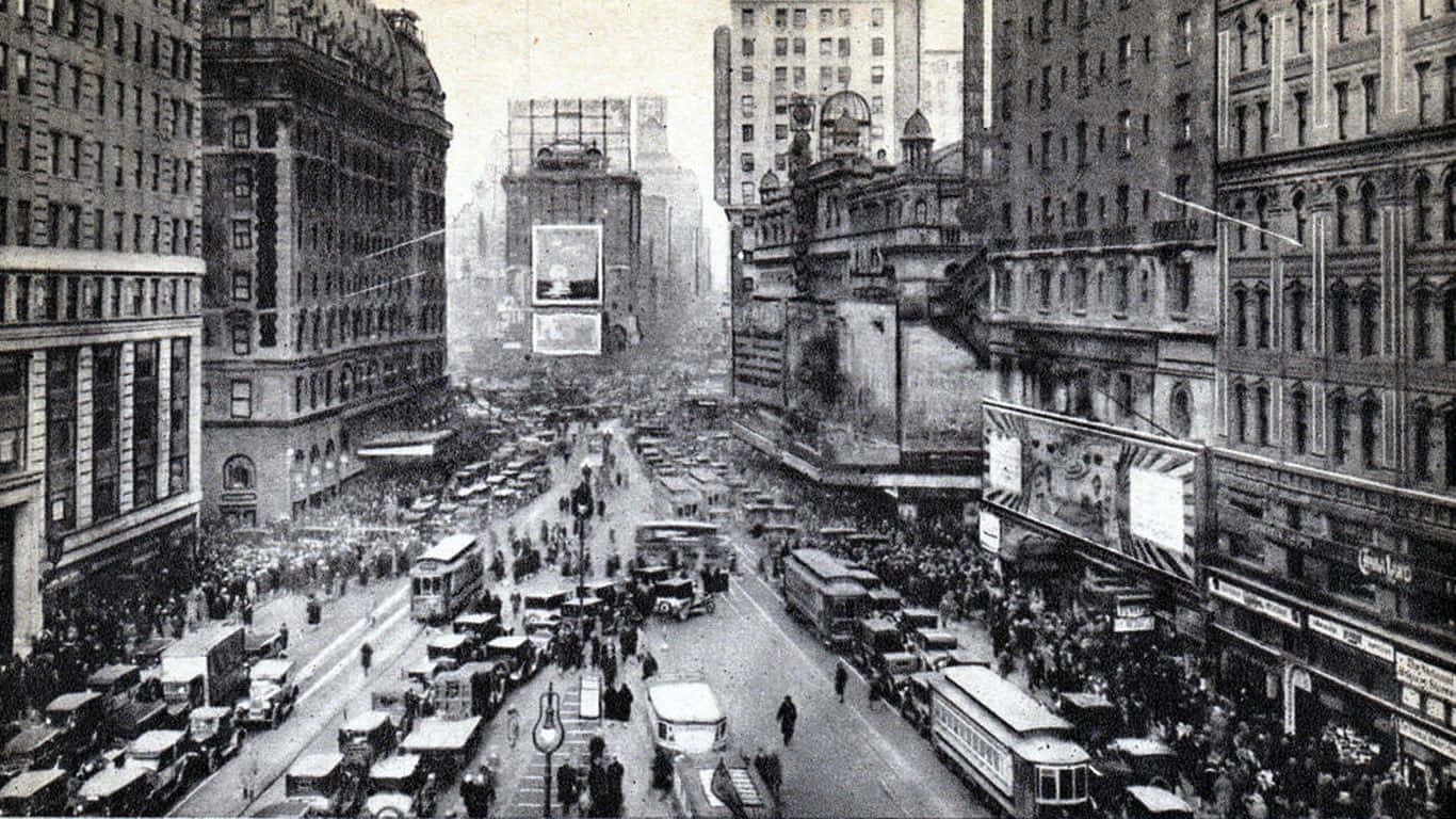 Street Scene in Old New York City Wallpaper
