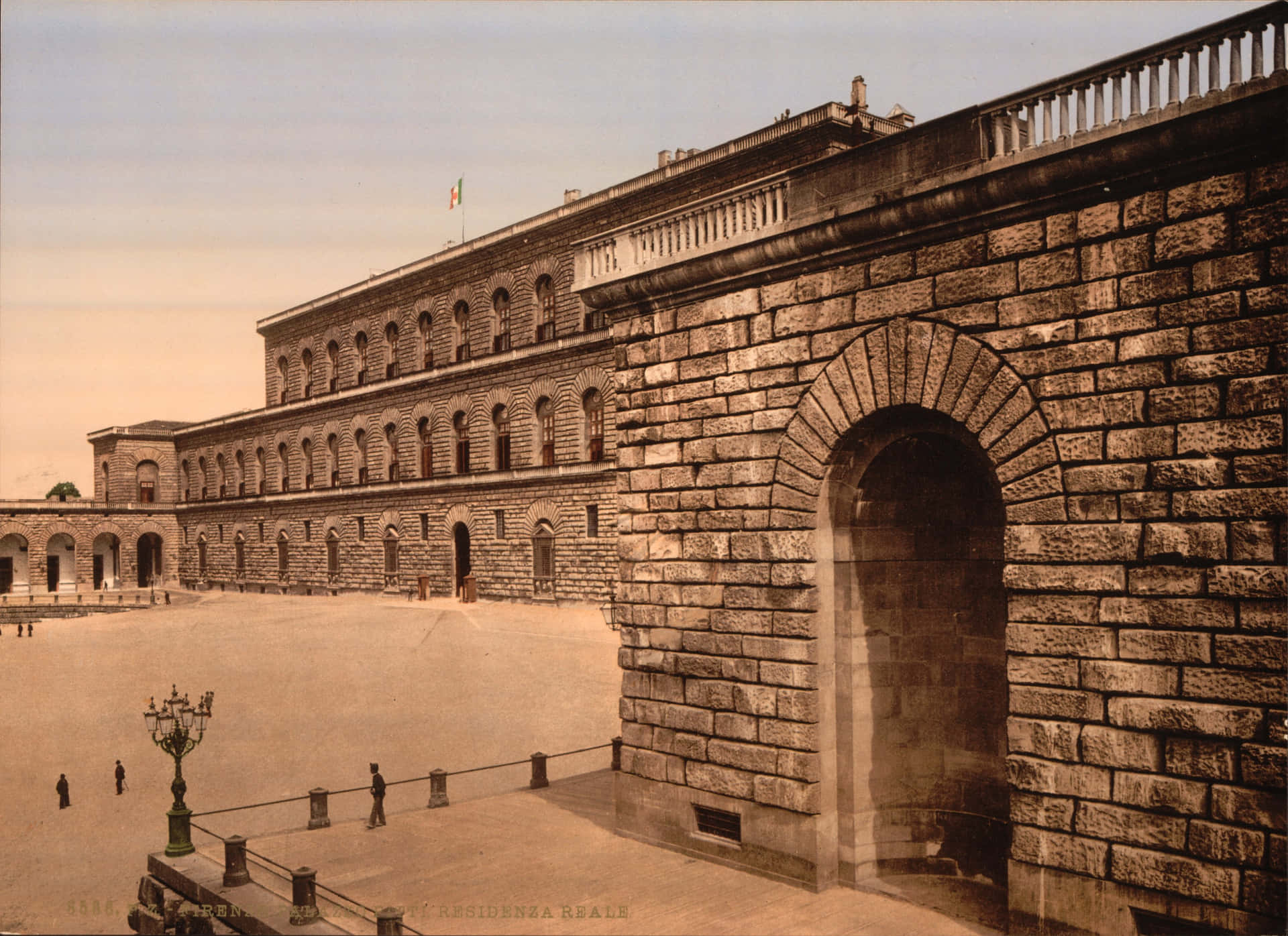 Gammel foto af Palazzo Pitti i Firenze, Italien Wallpaper