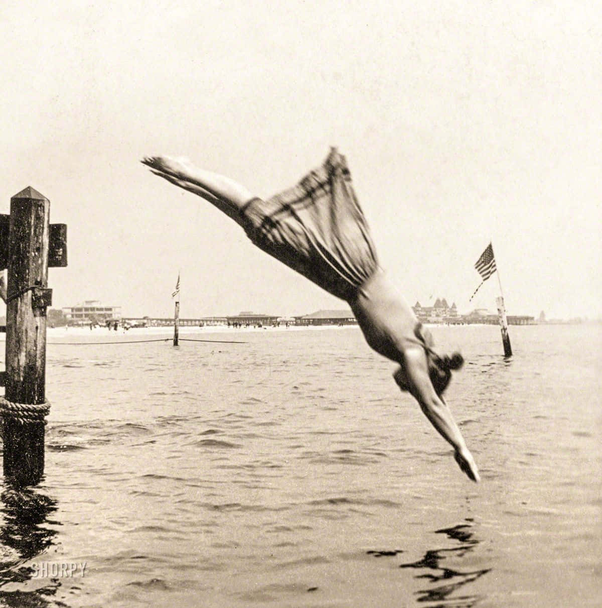 Woman Diving Old Picture