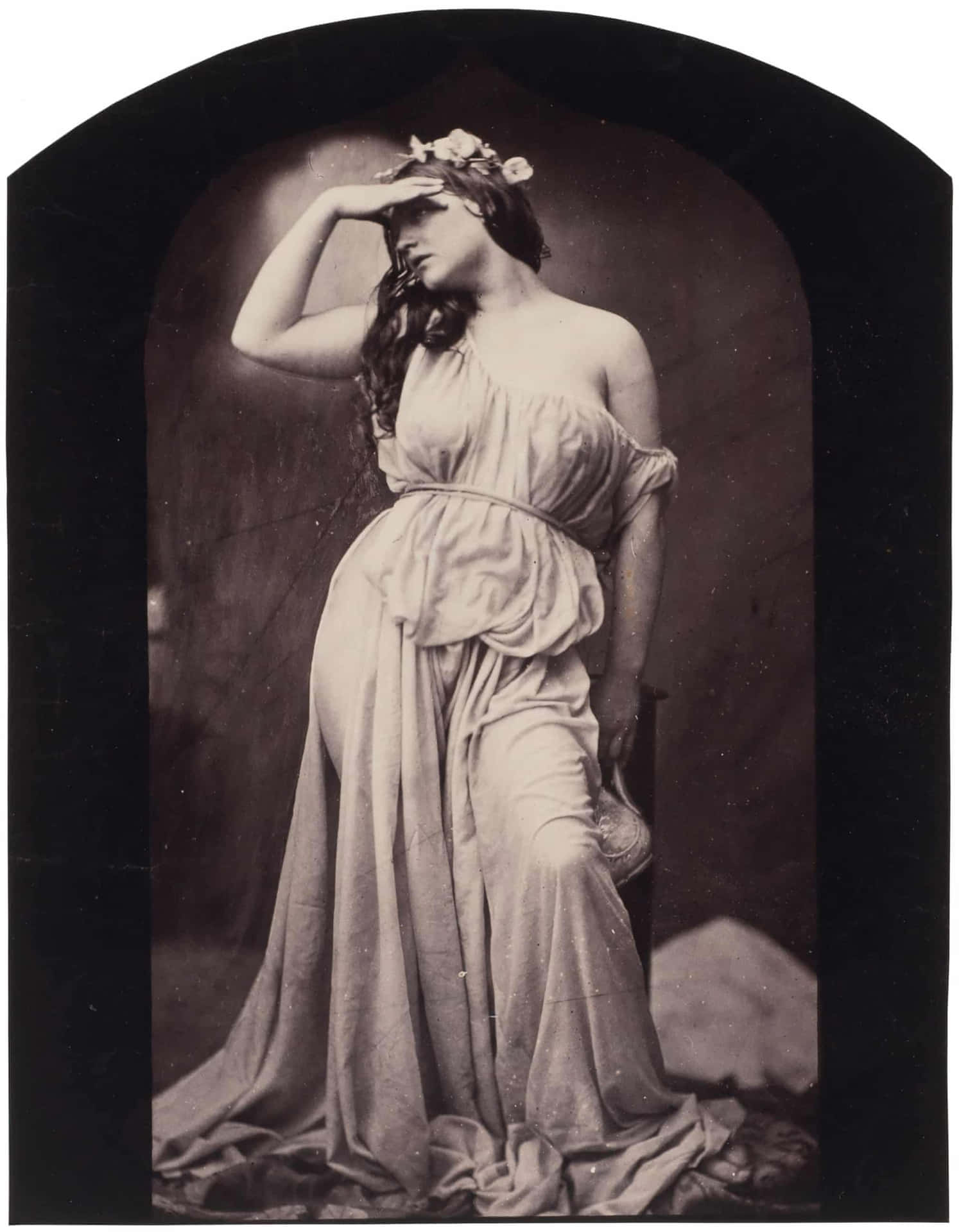 Woman Dramatic Pose Old Picture