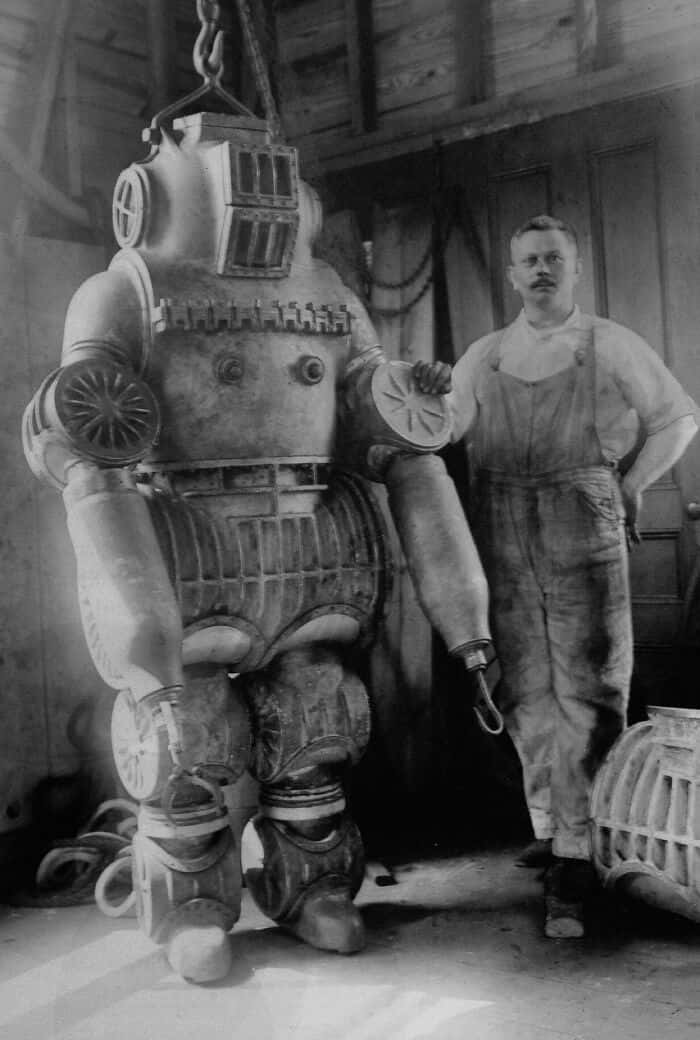 Diver With Diving Suit Old Picture