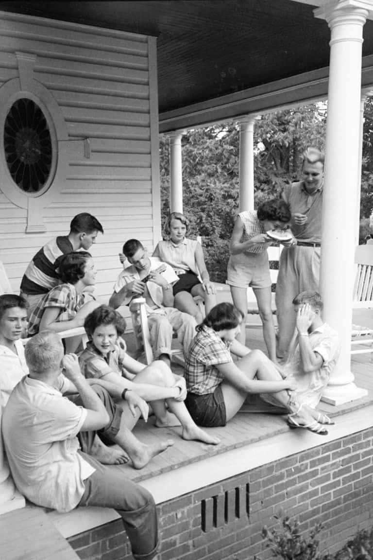 Teens Hanging Out On The Porch Old Picture