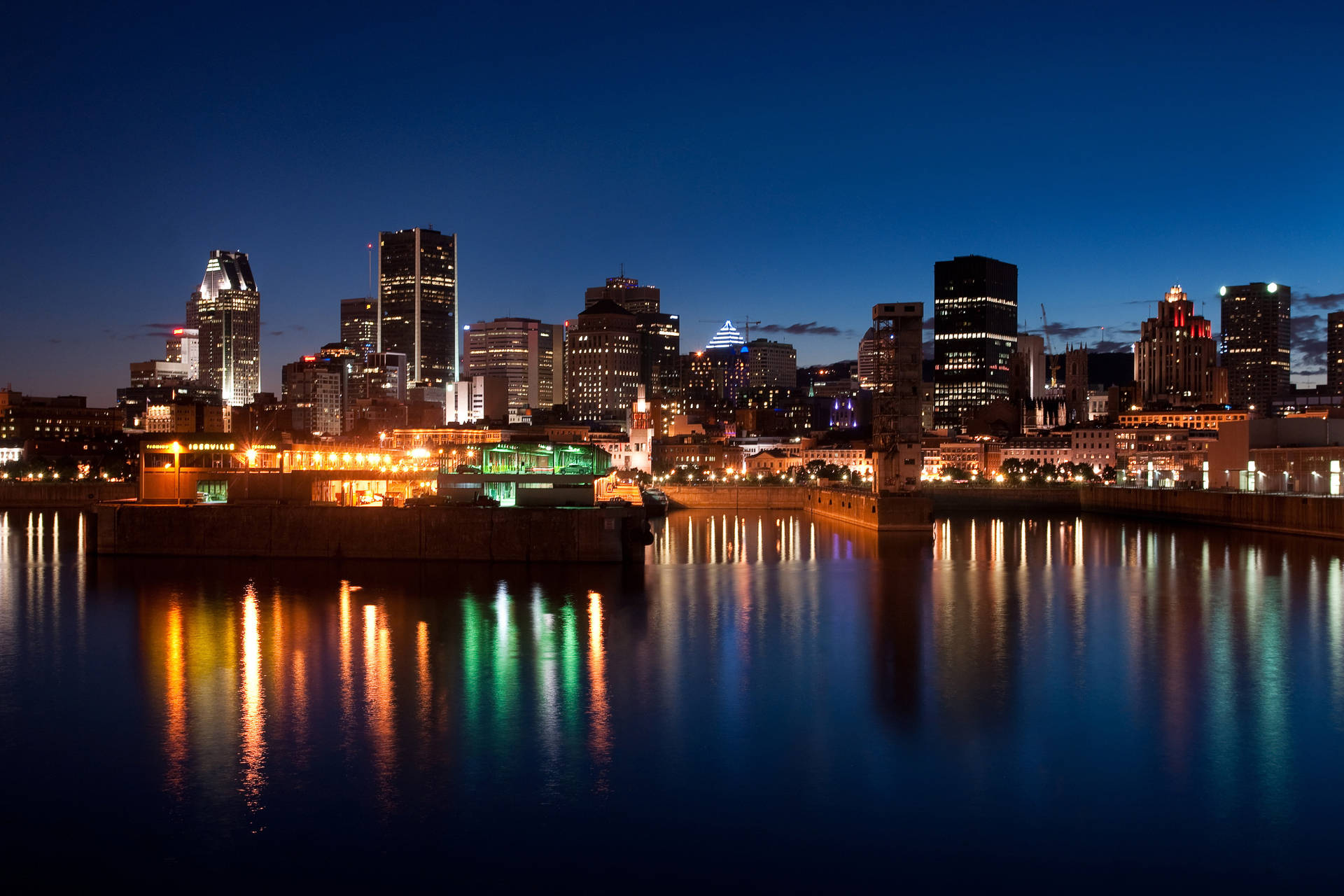 Old Port Of Montreal By Night Wallpaper