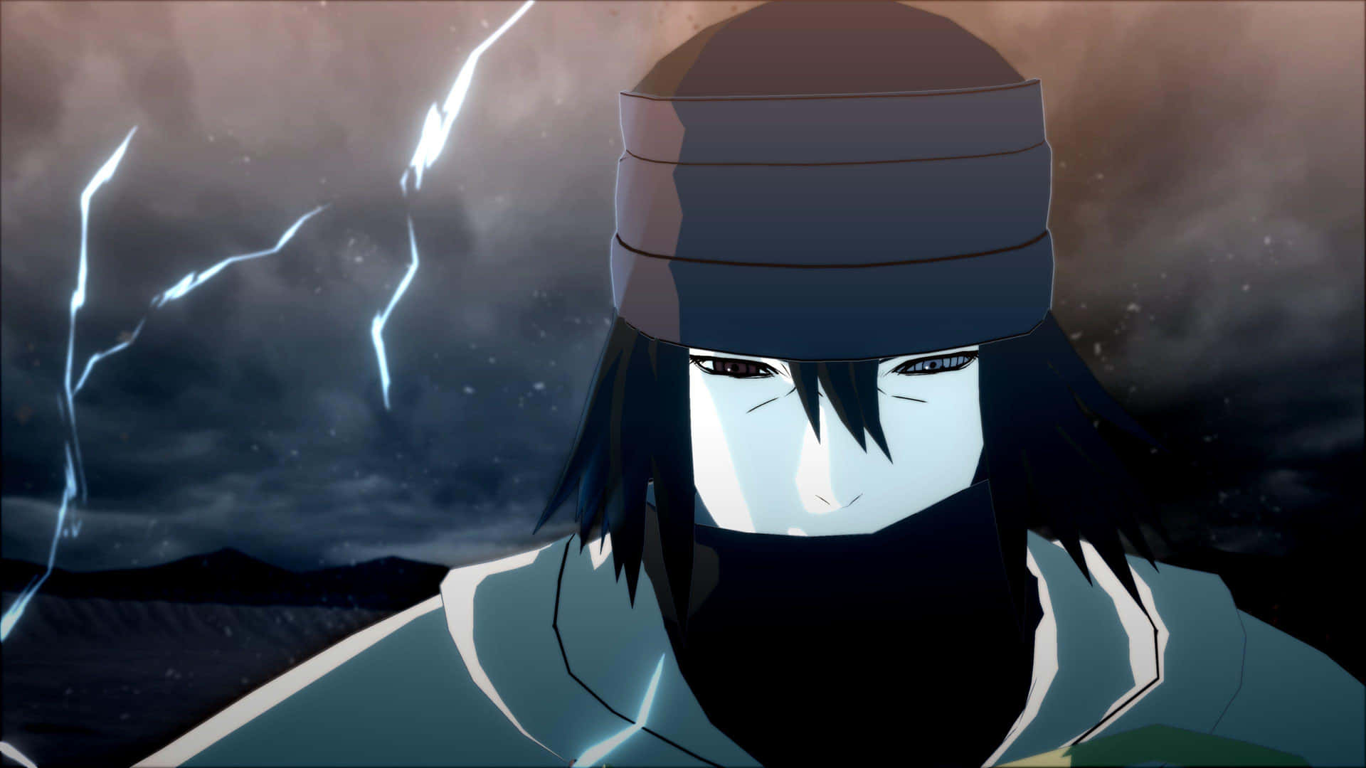 Et funderende blik fra den legendariske anime-karakter, Sasuke. Wallpaper