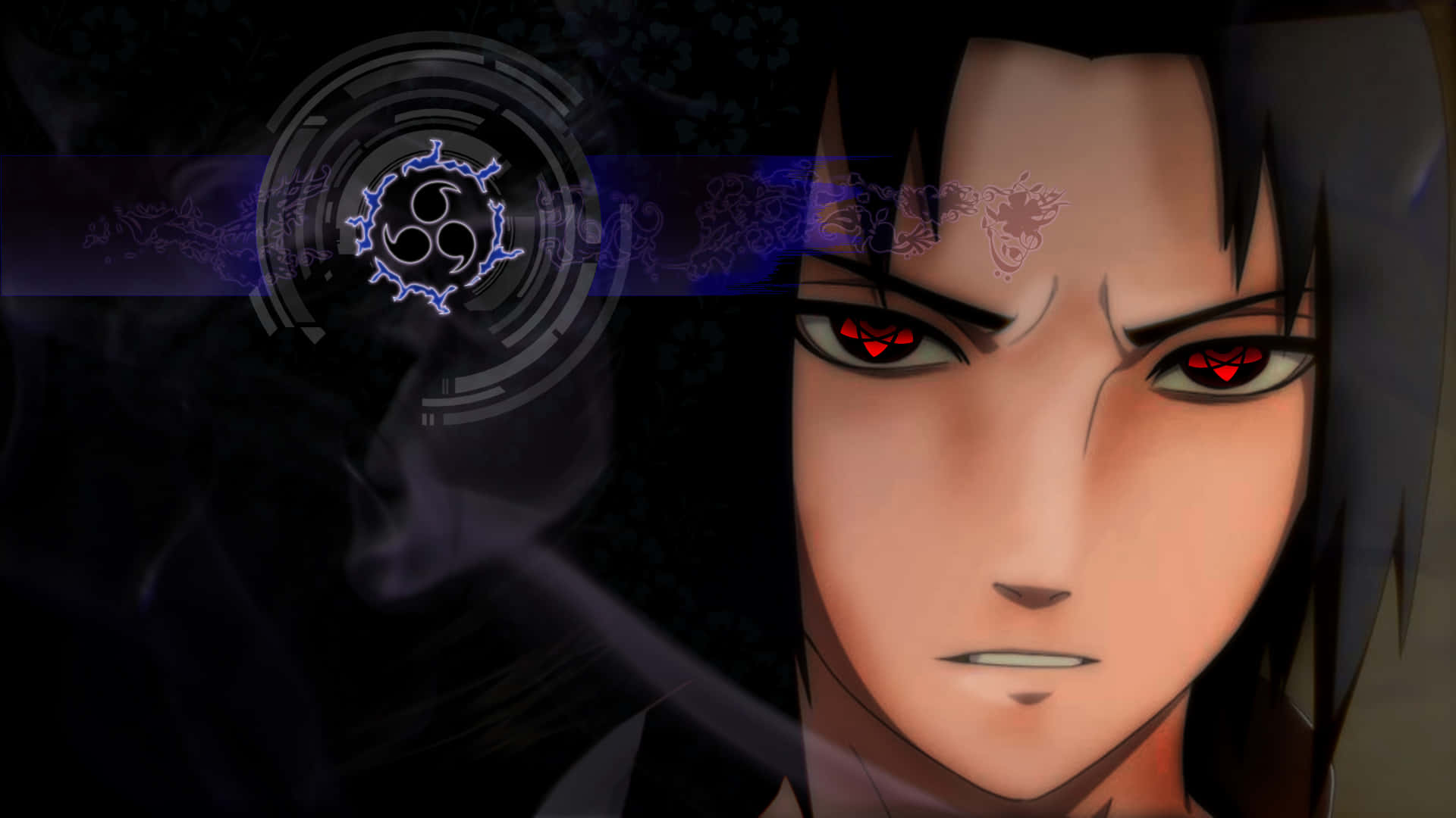 "Old Sasuke with Sharingan Eyes Activated" Wallpaper