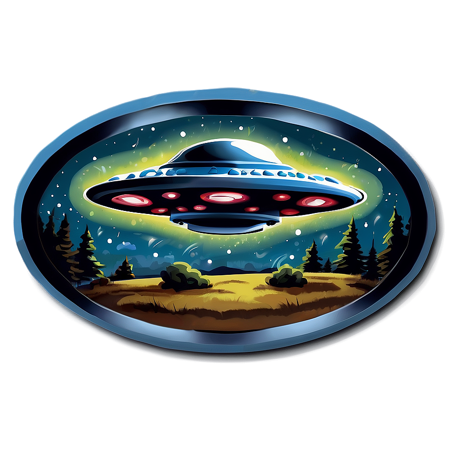 Old-school Flying Saucer Sticker Png Rpw9 PNG