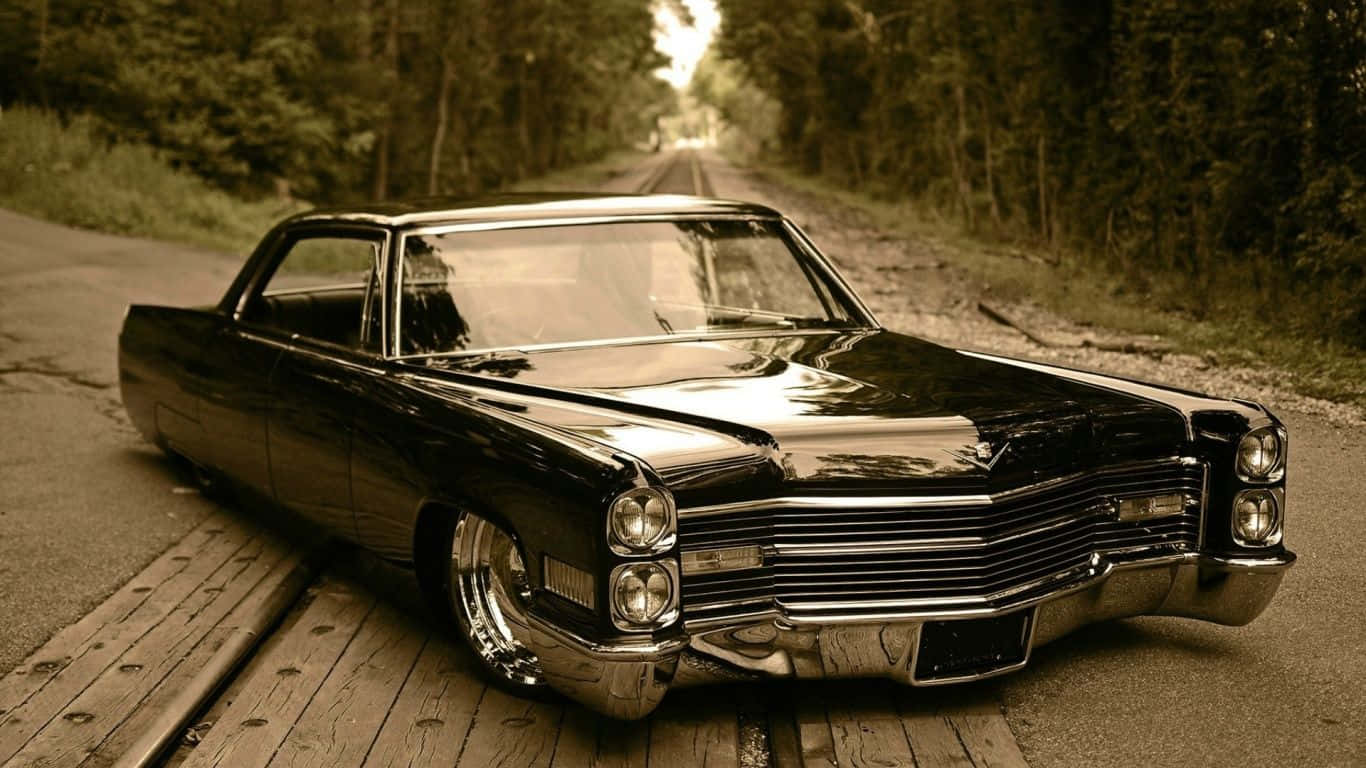 Old School Muscle Cars Theme Display Wallpaper