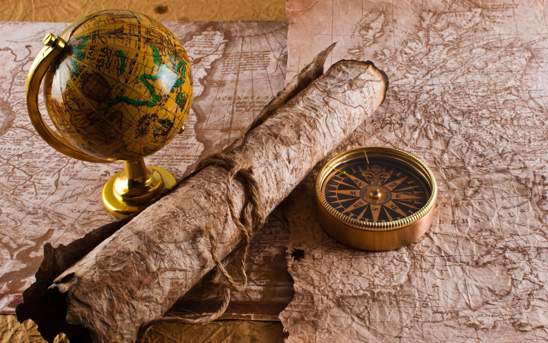 Old Scrolls And Topographic Map Wallpaper