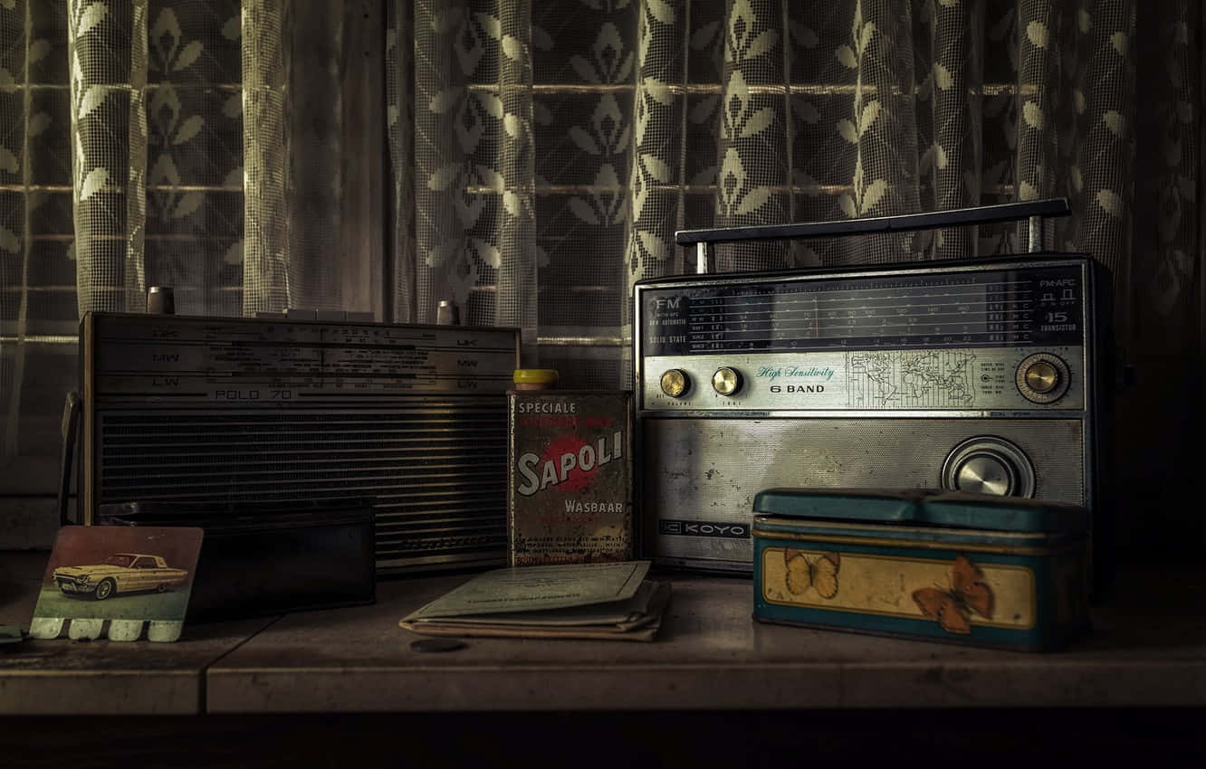 Old Silver Fm Broadcasting Radios Background