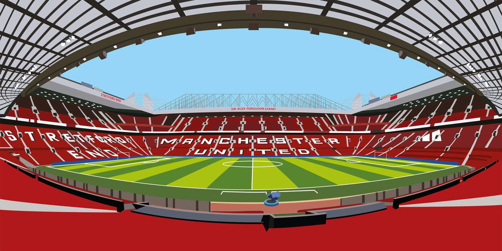 Old Trafford Manchester United Stadium Illustration Wallpaper