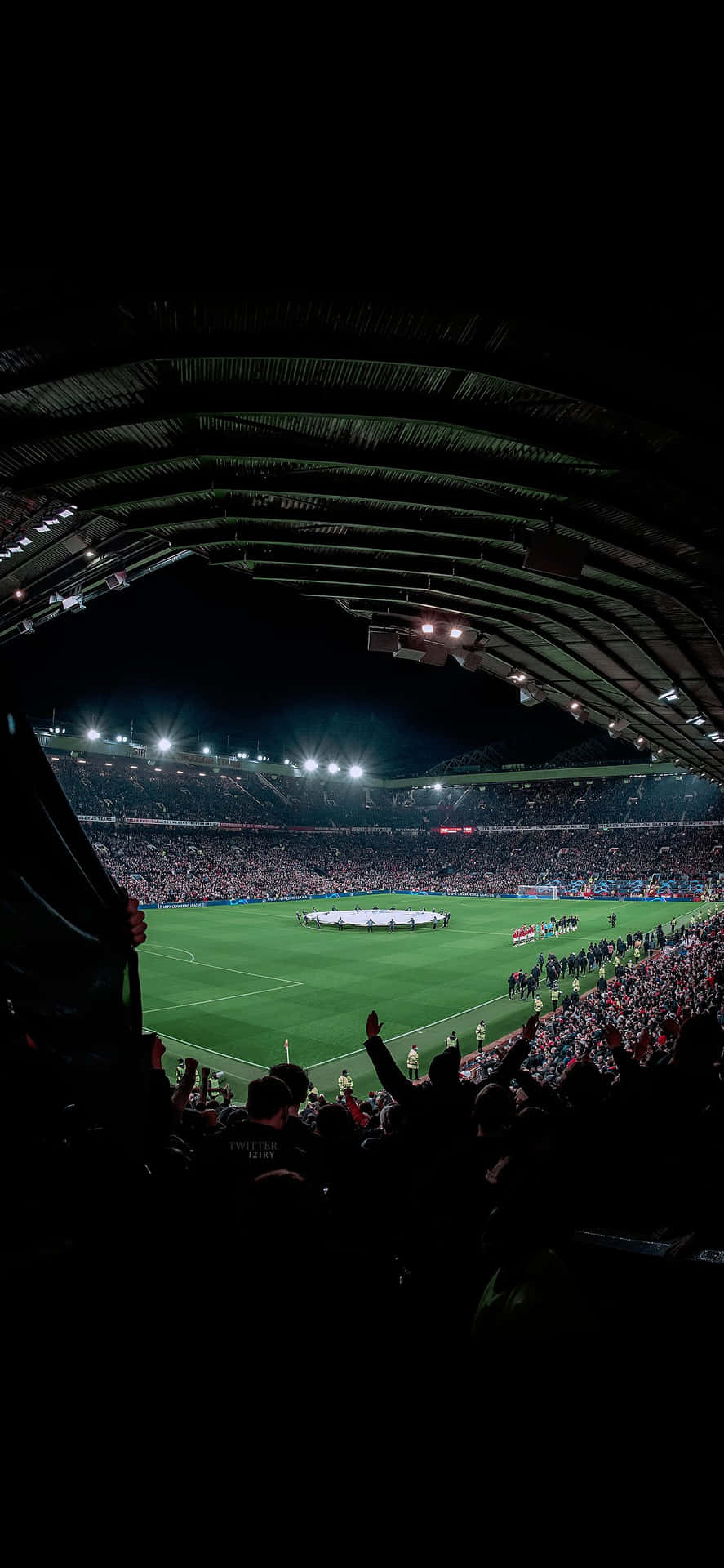 Old Trafford Nachtwedstrijd Uitzicht Achtergrond