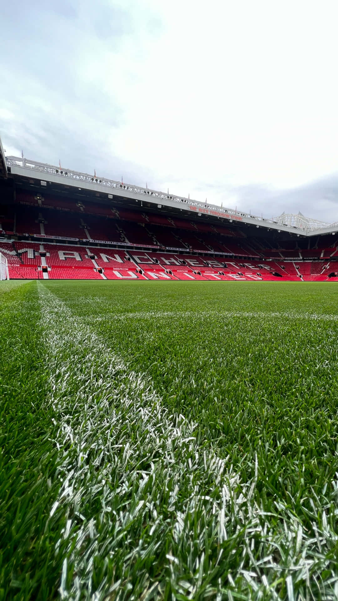 Old Trafford Stadium Grass Perspective Wallpaper