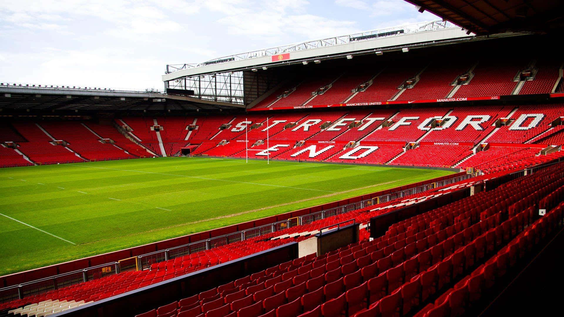 Old Trafford Stadion Interieur Uitzicht Achtergrond