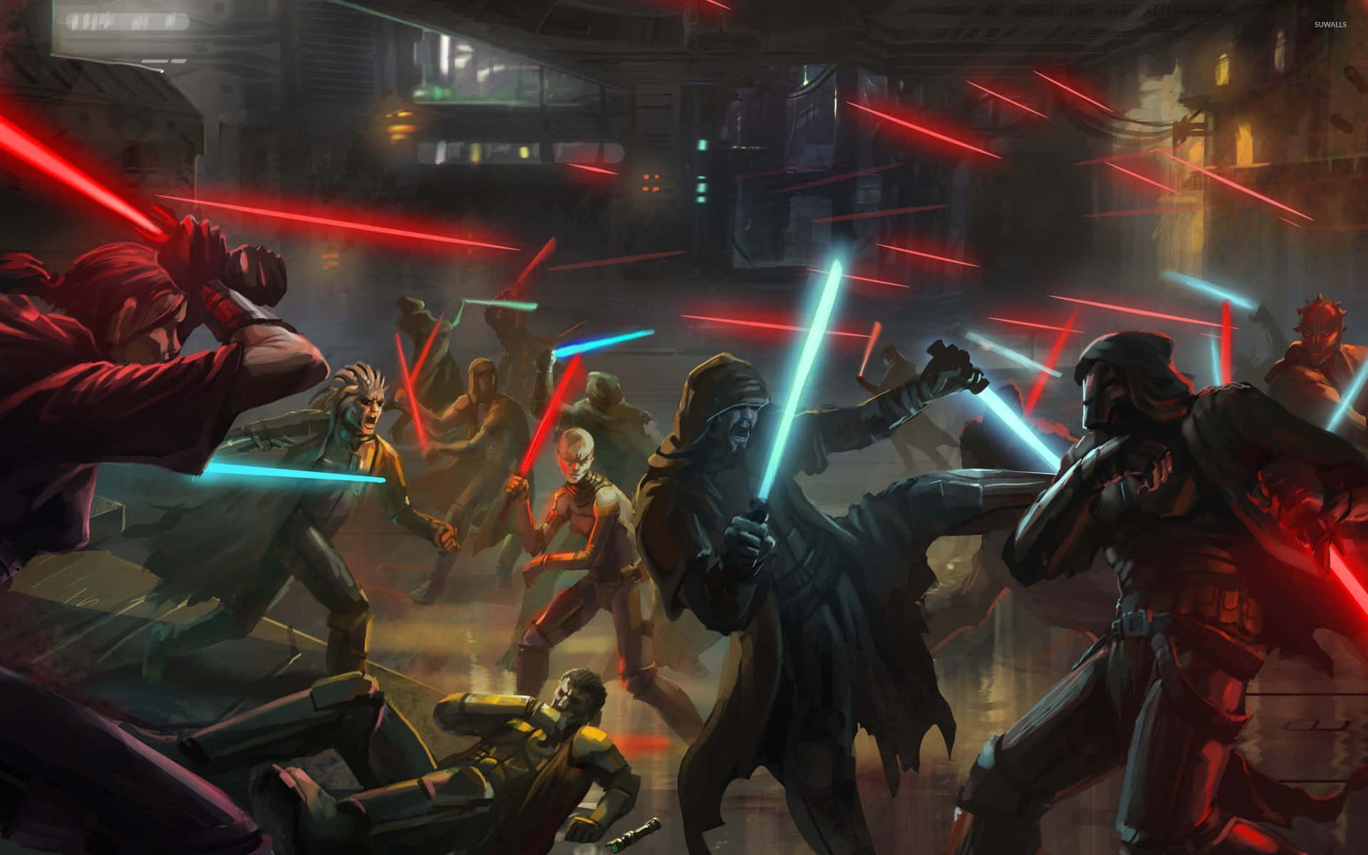 Star Wars Battles With Lightsabers Wallpaper