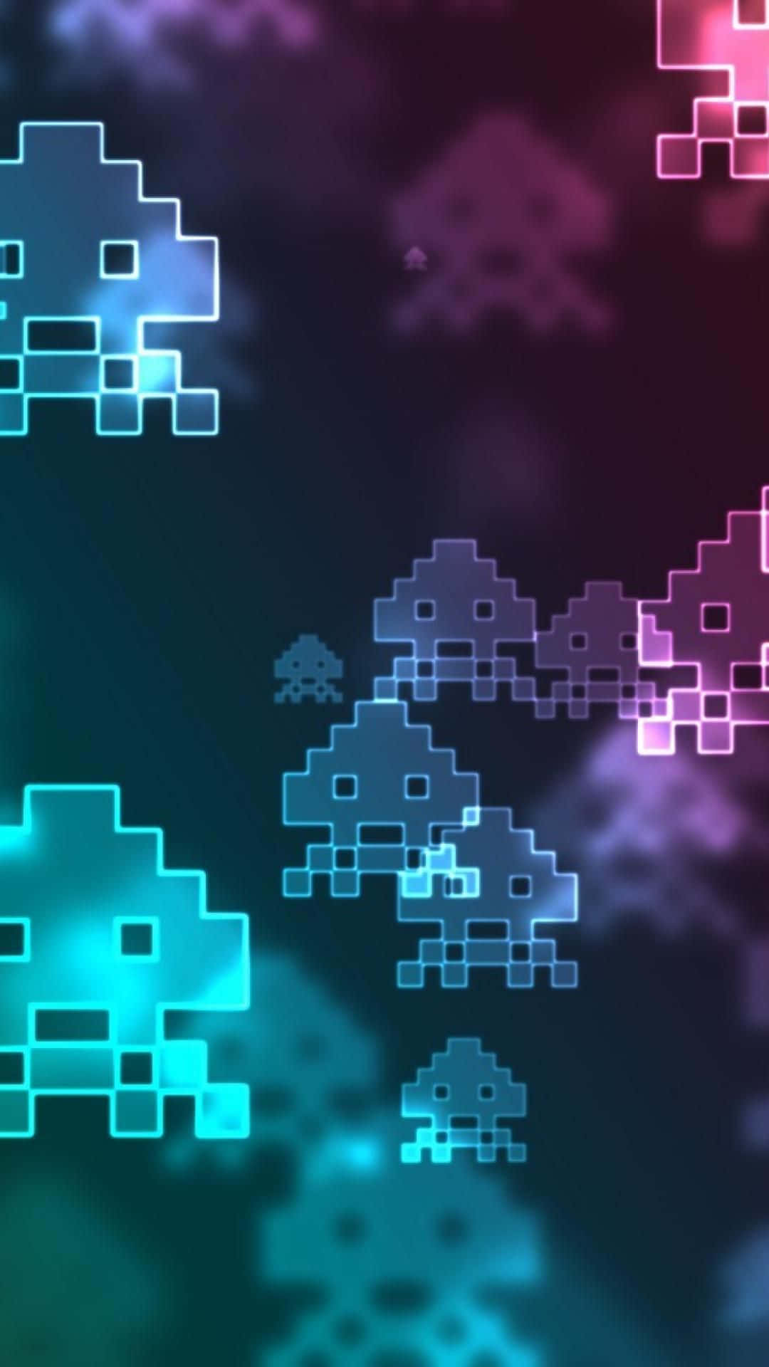 Old Video Game Pixel Invaders Wallpaper