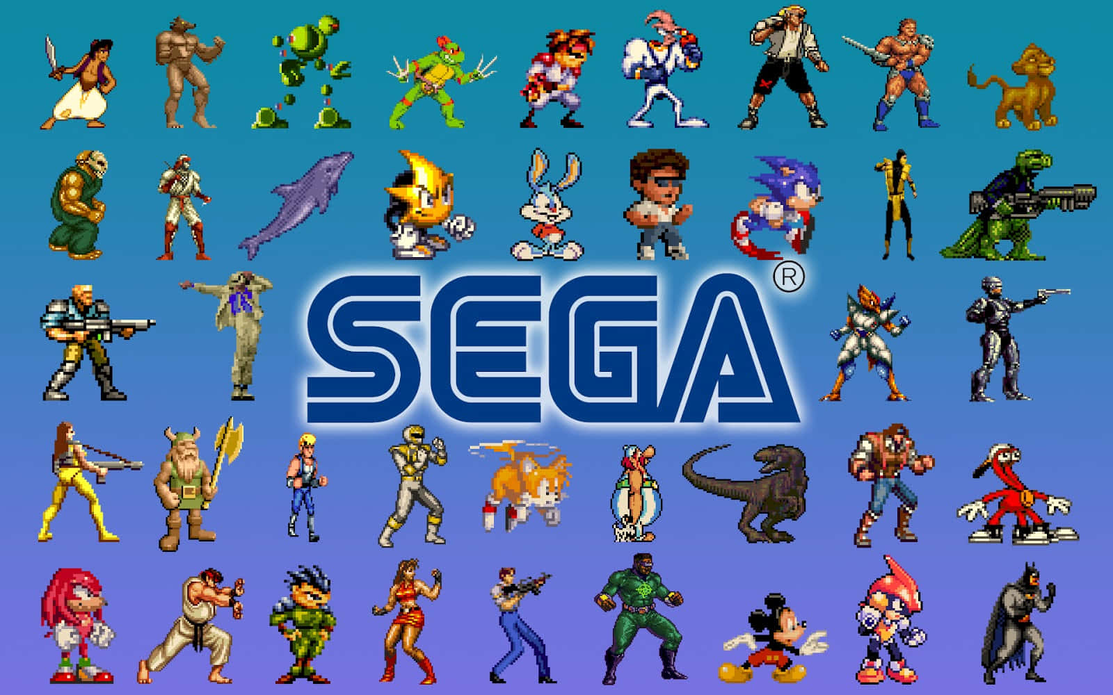Engrupp Av Karaktärer I Ett Sega-spel Wallpaper