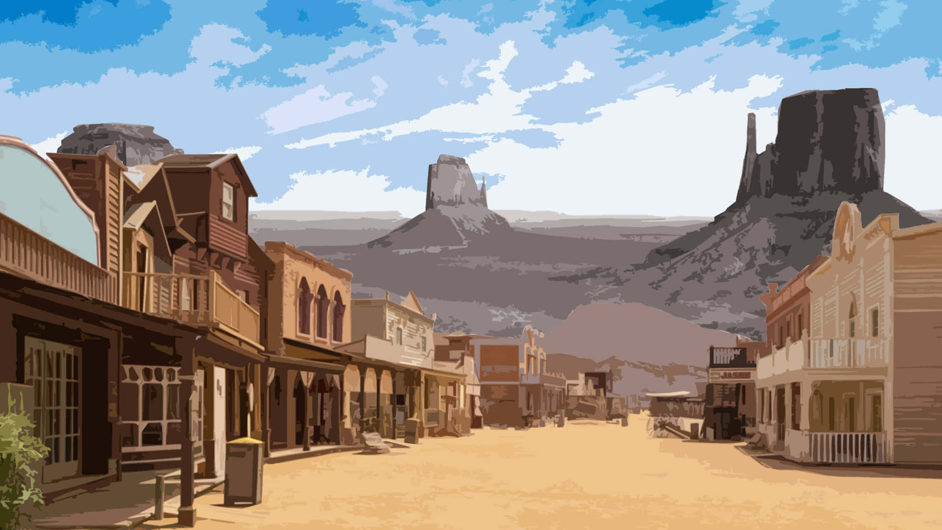 Old Western Town Main Street Wallpaper